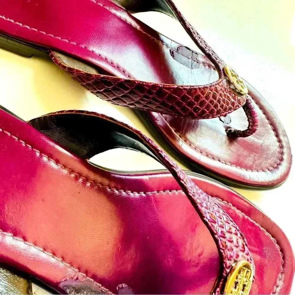 Tory Burch Embossed Leather Sandals